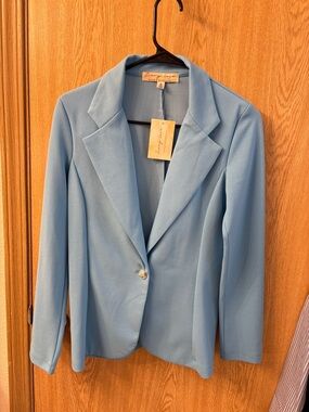 Light Blue Single-Button Blazer